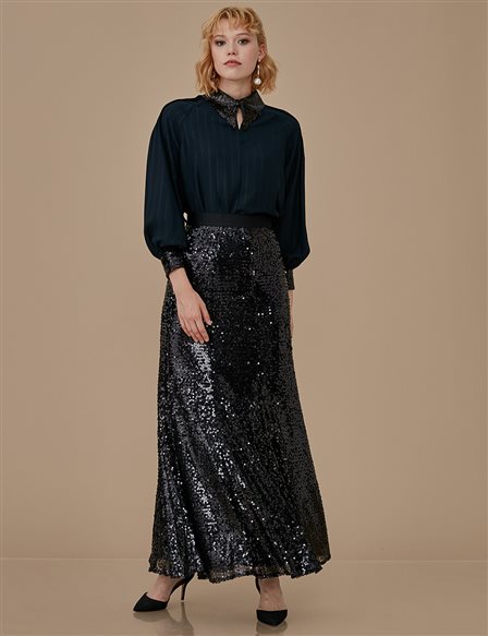 Skirt With Sequin A9 12016 Black
