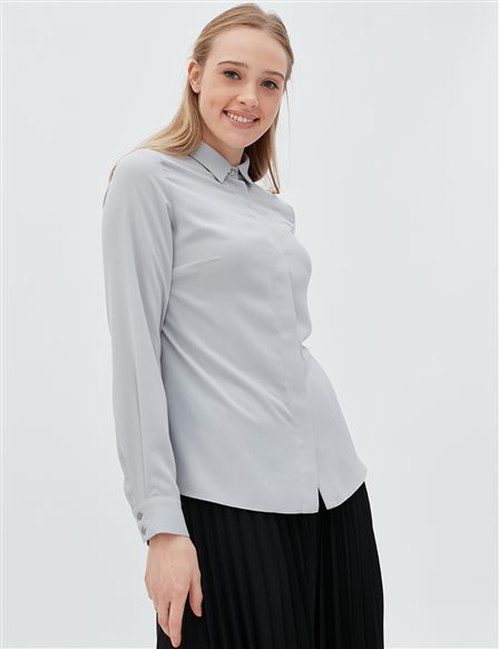 Hidden Plaid Basic Shirt SZ 11500 Gray