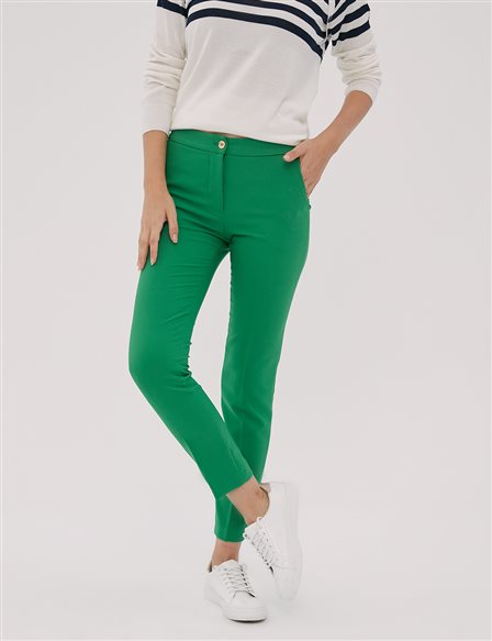 Basic Fermuarlı Pantolon Yeşil SZ 19501