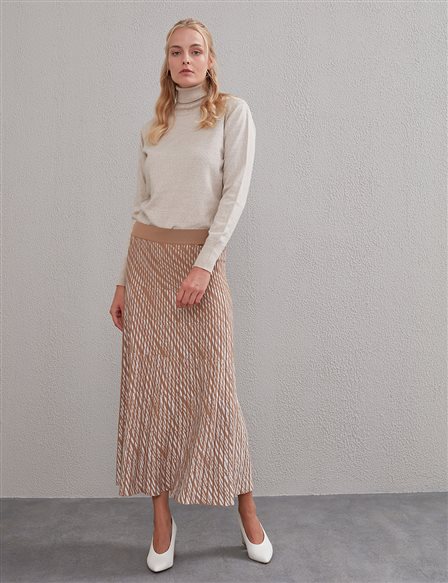 Knitwear Pleated Skirt Beige A20 TRK16