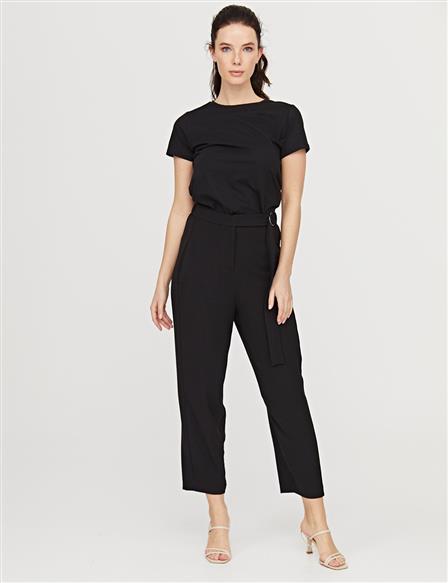 Belted Fabric Pants B21 19066 Black