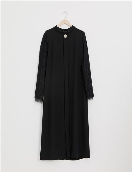 Lace Sleeve, Brooch Dress B21 23127 Black