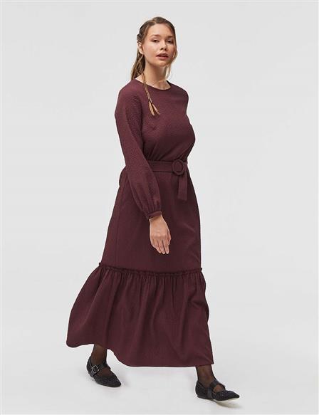 Belted Maxi Dress Claret Red