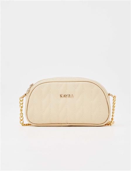 Quilted Baguette Bag Cream