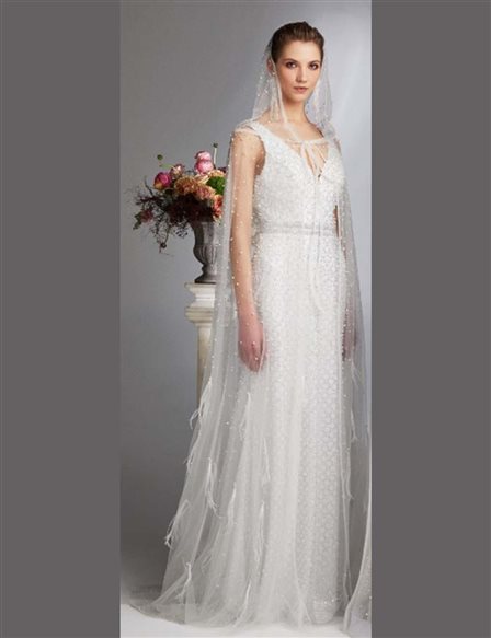 TIARA Pearl Detailed Evening Gown B9 26079 White