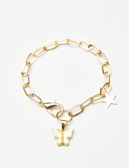 Butterfly Figured Thick Chain Bracelet Gold