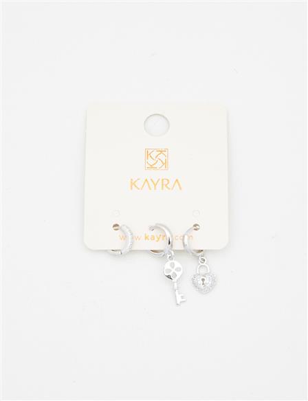 Heart and Key Symbol Earrings Nickel
