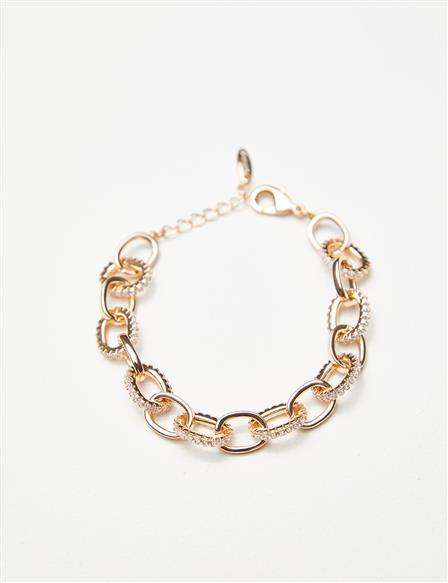 Stone Thick Chain Bracelet Gold