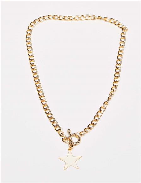 Star Symbol Thick Chain Necklace Gold Color