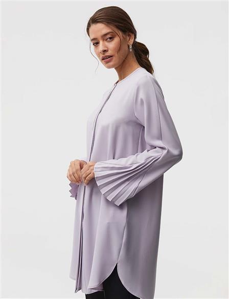KYR Eyelet Detailed Pleated Sleeves Tunic Lilac