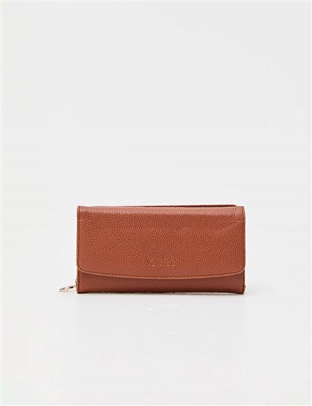 Faux Leather Rectangle Wallet Camel