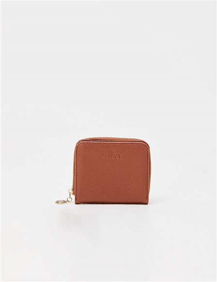 Faux Leather Square Wallet Camel