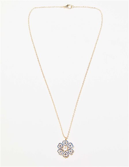 Flower Symbol Thin Chain Necklace Gold Color