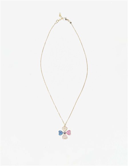 Colorful Heart Thin Chain Necklace Gold Color