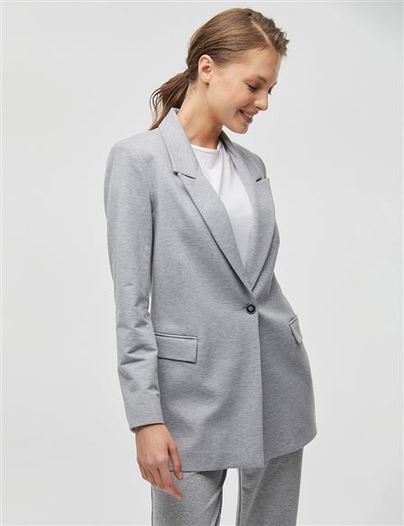 Double Breasted Jersey Jacket Grey