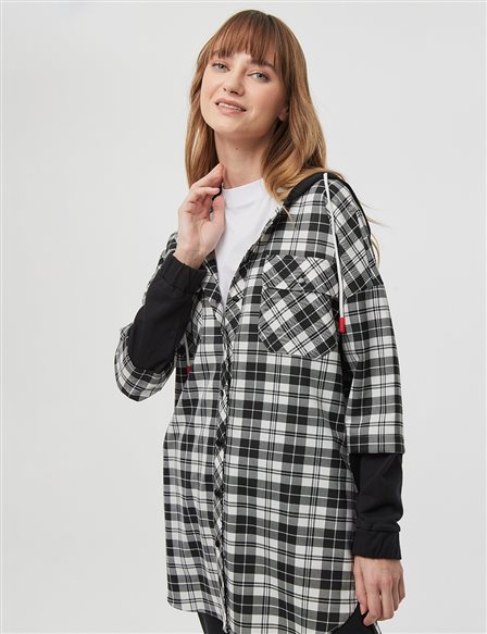 Checked Patterned Tunic Black-White