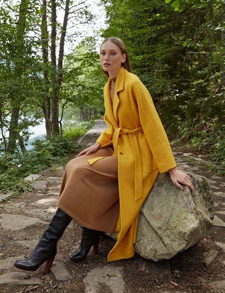 Coat with Pockets Yellow