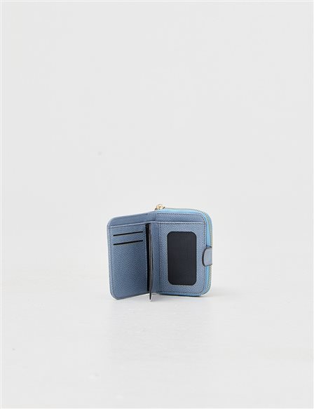 Faux Leather Mini Wallet Blue