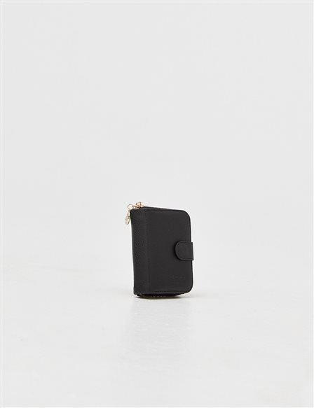 Faux Leather Mini Wallet Black