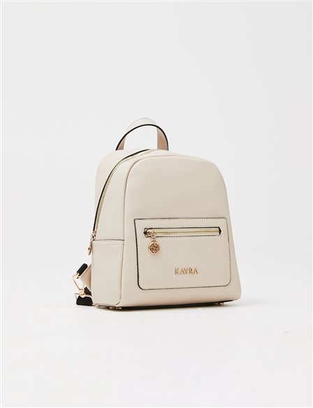 Double Compartment Backpack Beige