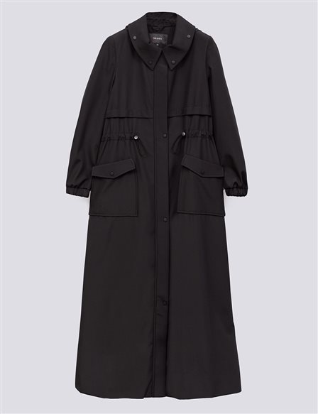 Double Pocket Full Length Topcoat Black