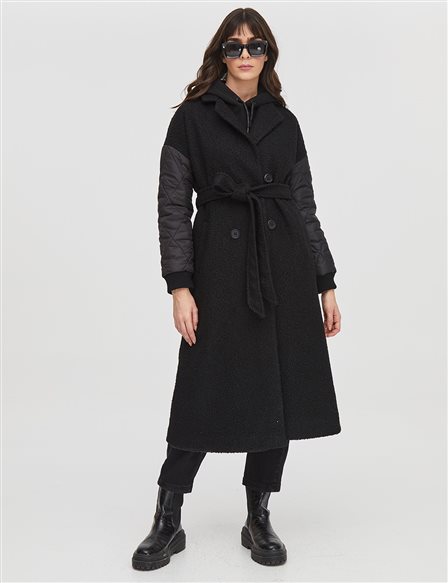 KYR Sleeve Quilted Coat Black
