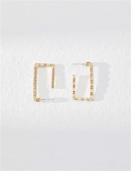 Rectangle Shaped Stone Earrings Gold Color