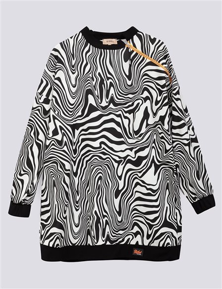 Zebra Desenli Bluz Siyah-Beyaz