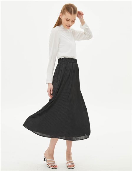 Elastic Waist Skirt Black