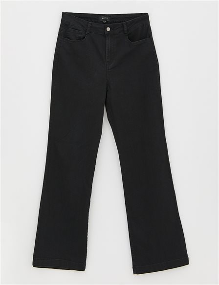 Flare Cut Denim Pantolon Siyah B21 19116