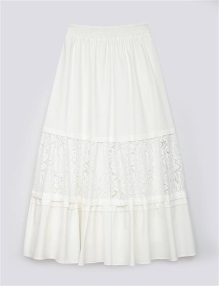 Lace A-line Skirt White