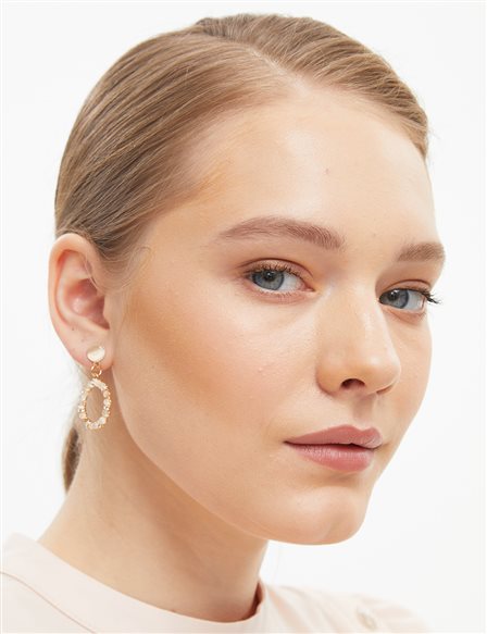 Gemstone Hoop Earrings Gold Color