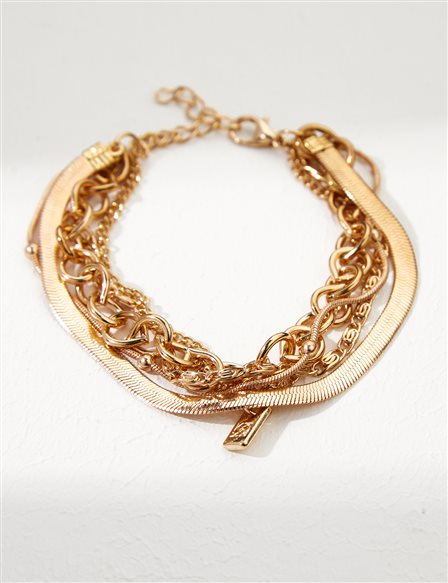 Symbol Triple Chain Bracelet Gold Color