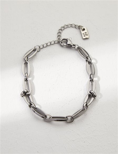 Paper Clip Chain Bracelet Silver Color