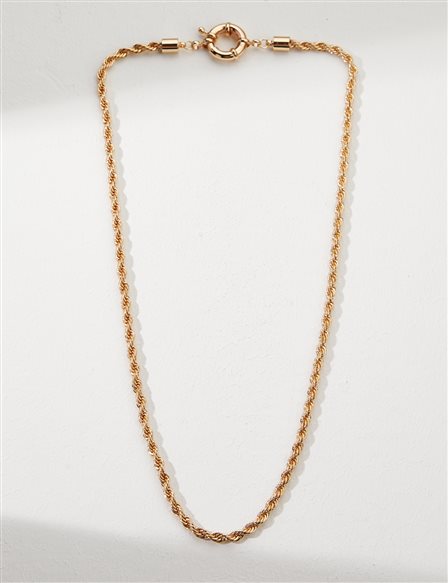 Knit Chain Necklace Gold Color