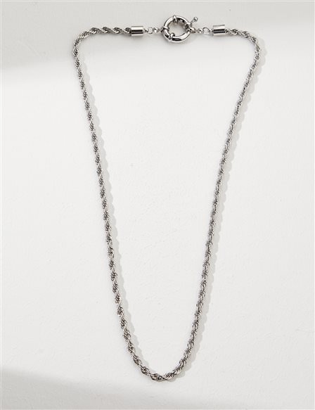 Knit Chain Necklace Silver Color