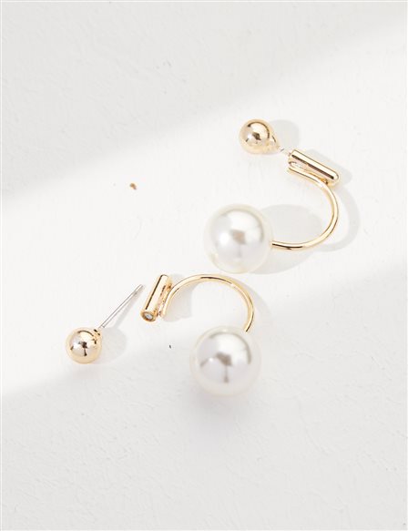 Pearl Hook Earrings Gold Color