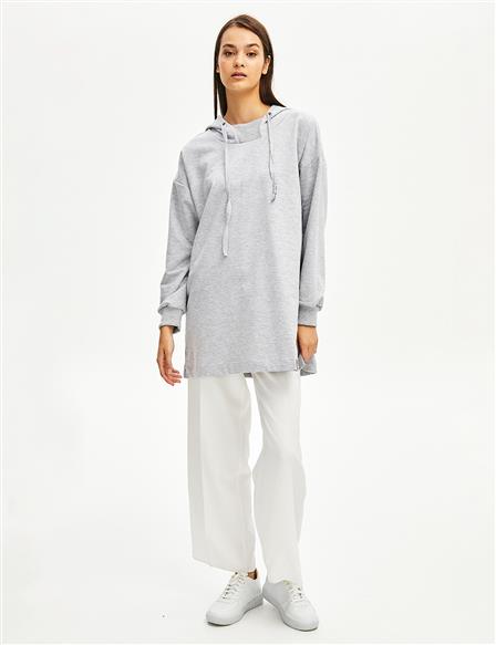 Hooded Two Yarn Sweatshirt Grey