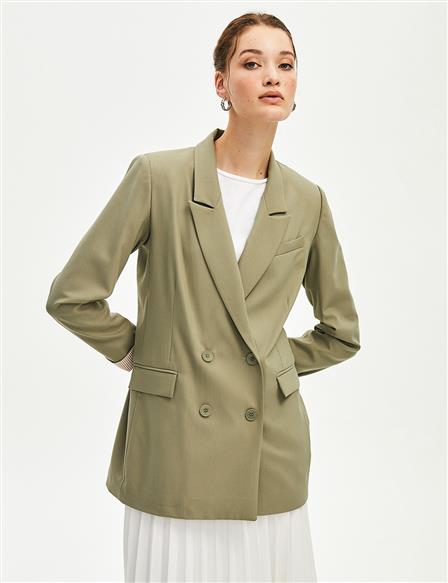 Double Button Blazer Jacket Green