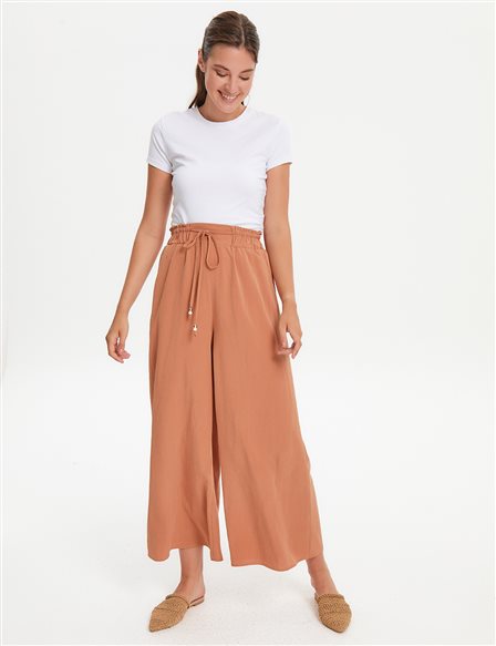 Wide Leg Pants With Elastic Waist Clay