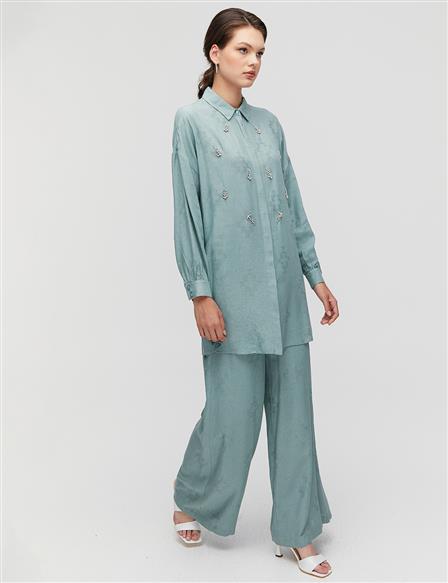 Stone Embroidered Binary Suit Mint
