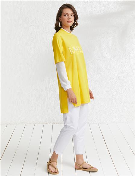 Layer Look Ribbed Tunic Yellow