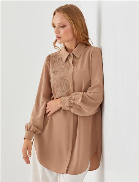 Embroidered Tunic Beige
