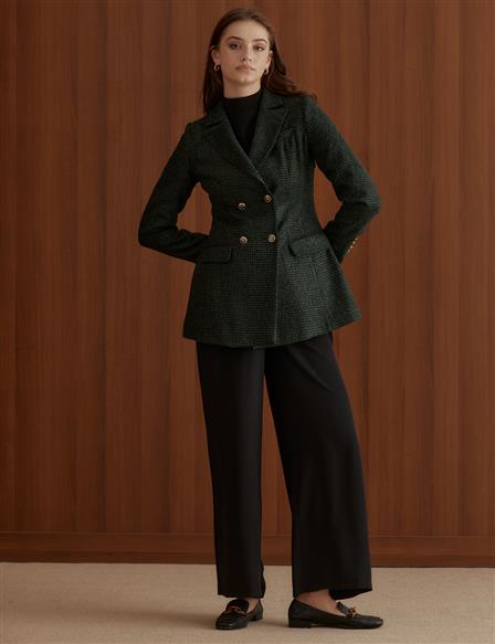 KYR Plaid Blazer Jacket Emerald-Black