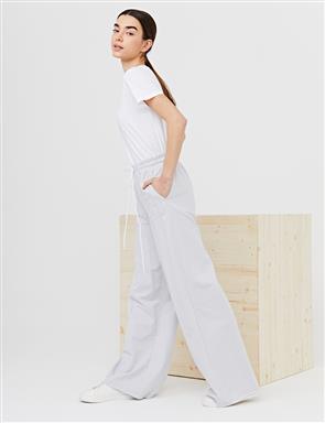 Wide Leg Pants With Contrast Stitching B21 19040 Gray