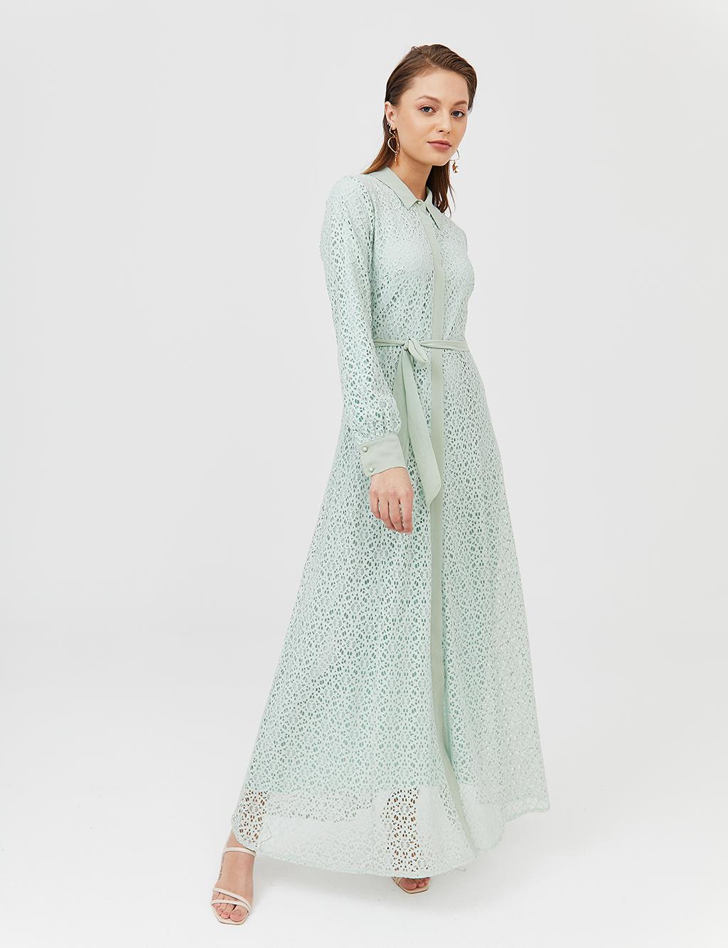 KYR Lace Long Dress Water Green B21 83004
