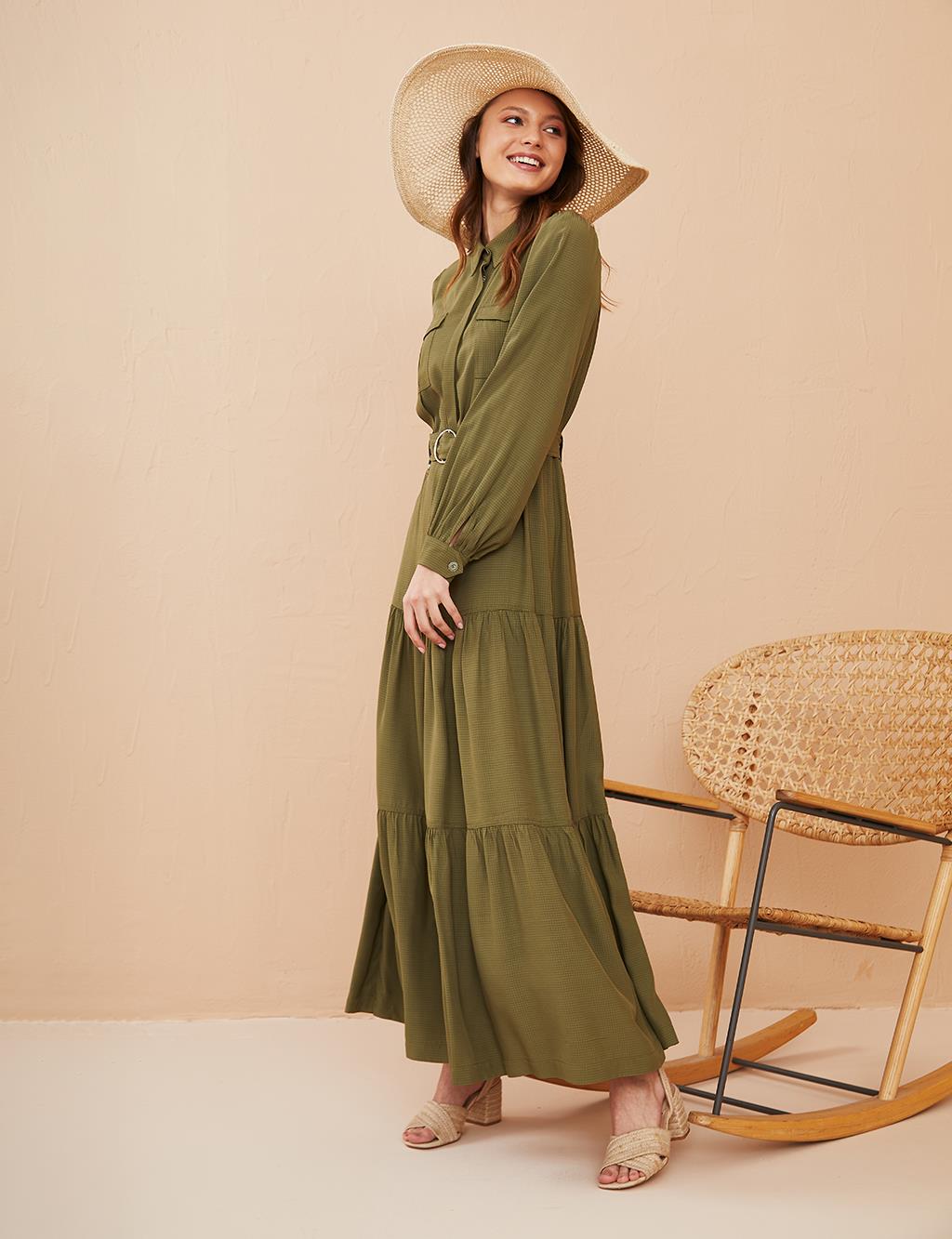 Double Pocket Maxi Dress B21 23122 Green