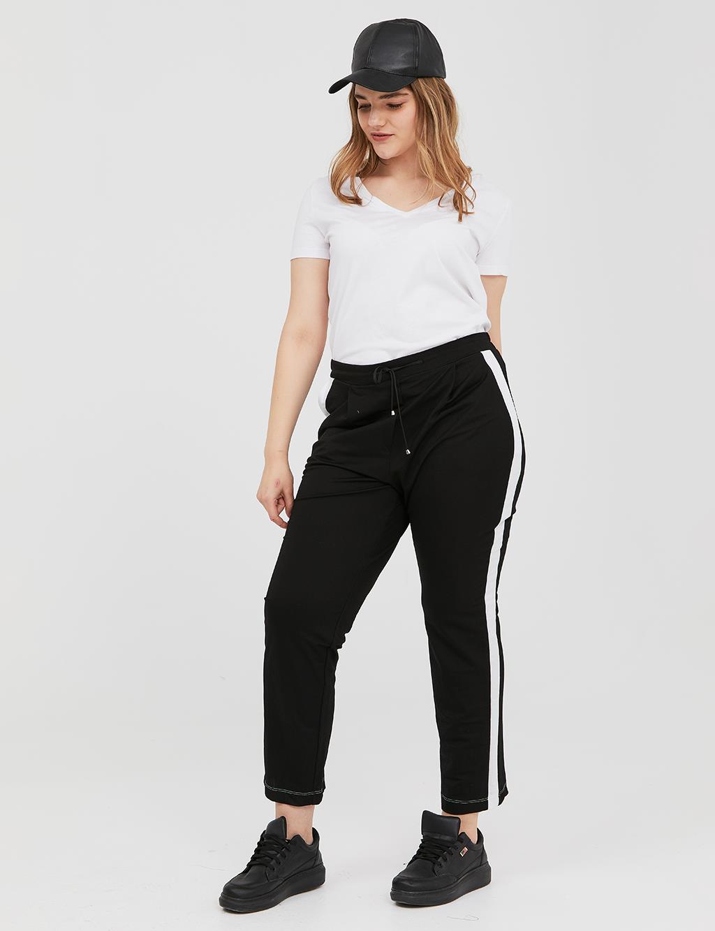 Edge Banded Casual Fit Pants B21 19038 Black
