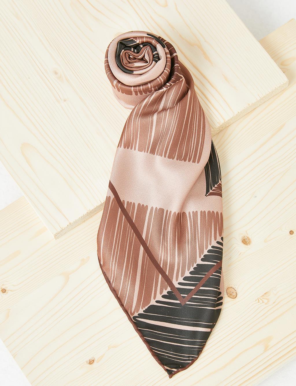 Abstract Patterned PES Scarf B21 ESP87 Camel