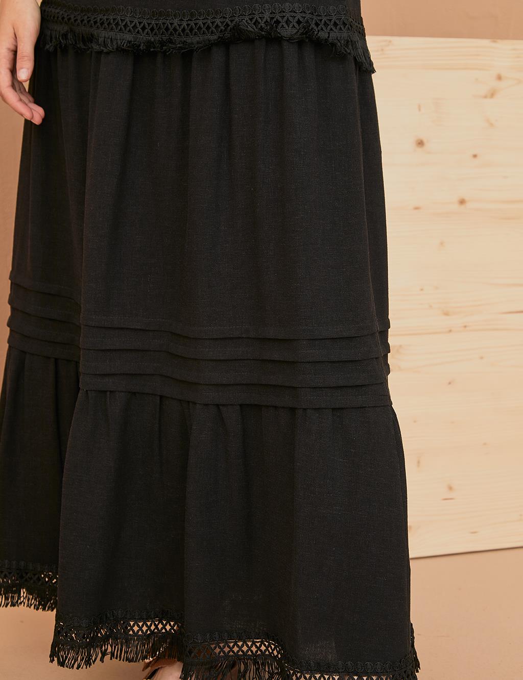 Ribbed Scalloped Skirt B21 12032 Black